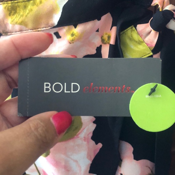 Bold Elements Black Floral Skirt with Side Tie NWT - Picture 2 of 6